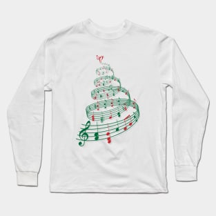 Christmas tree with music notes and heart Long Sleeve T-Shirt